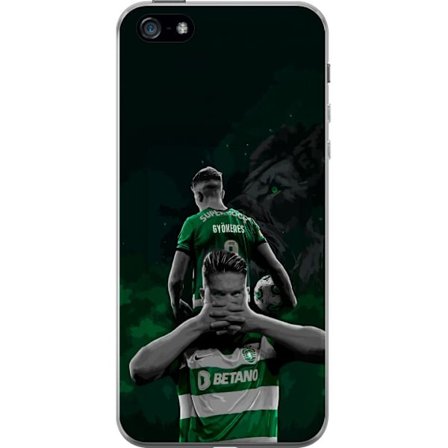 Yhteensopiva Puhelinkuori Apple iPhone 5 Neonmotiivi, jossa teksti "Gaming is in my DNA" sinisenä ja punaisena tiiliseinällä, jossa loistava DNA-spira