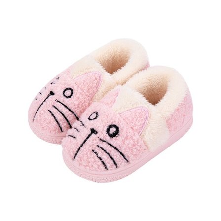 Rosa vintervarme søde bomuldstøfler til kvinder/børn Familie søde kat varme hjemmesko korte støvler