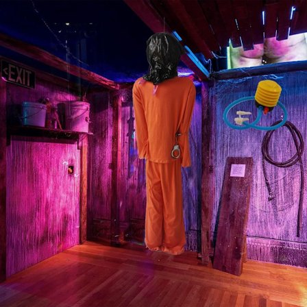 Death Row-dekorasjon Håndjern oransje fengselsuniform Death Row