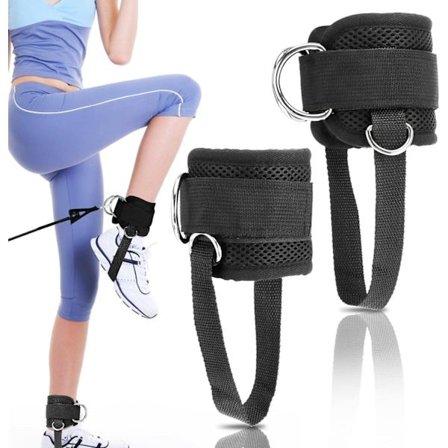 1 par justerbara D-ring fotledsremmar med ficka, förstärkt dubbel D-ring fotled