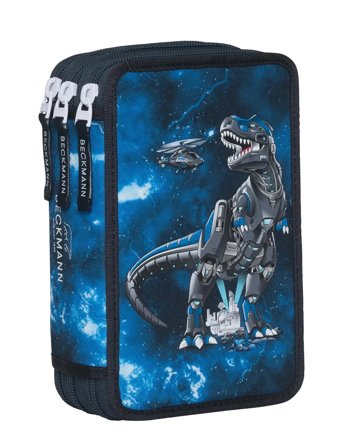 Beckmann Norway Three Section Pencil Case With Content, Tech Rex - Blue - ONE SIZE