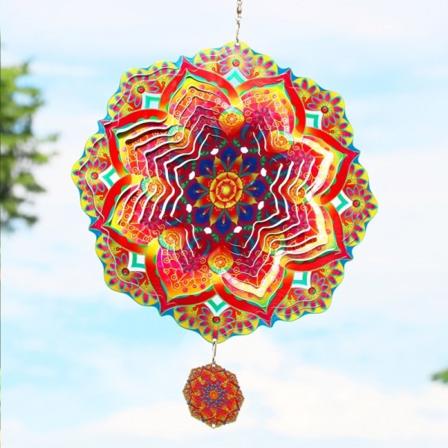 Mandala Vind Spinner Metal 3D Roterende Windchimes Luksus Kunst Hage hengende