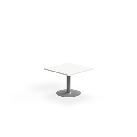 Stolik kawowy ALVA, 700x700x500 mm, montaż do podłogi, laminat wysokociśnieniowy, srebrny, biały