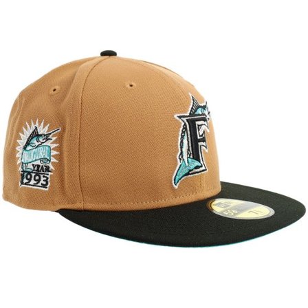 New Era - MLB Svart fitted Keps - Miami Marlins 59FIFTY Light Bronze/Black Fitted @ Hatstore