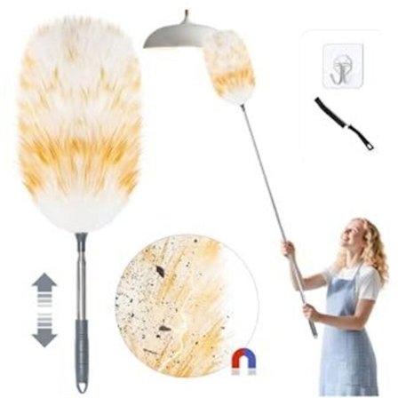 Lammeuldsstøvkost teleskopisk vaskbar kan forlænges til 130 cm elektrostatisk til lofter sarte overflader