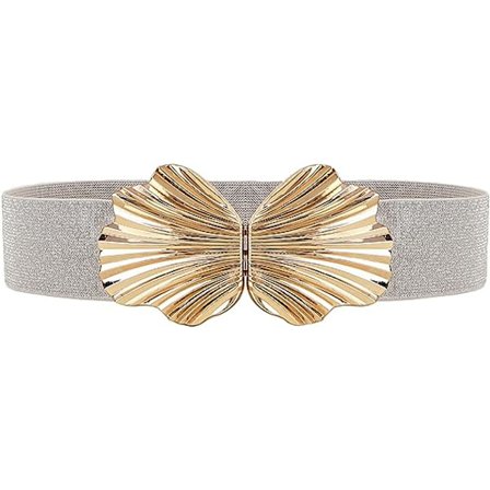 Elastiskt midjebälte för kvinnor, stretchbälten för kjolar, kappa, blus, tröja (Silver)