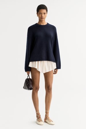 Soft Goat - Chunky crewneck - Women cashmere sweater - S - Navy