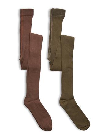 Stocking - Solid Rib 2-Pack Socks & Tights Tights Brun Minymo