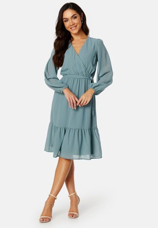 Happy Holly Linn midi Long Sleeve Dress Dusty green Klær