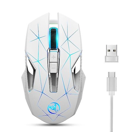 T300 Trådløs 2.4g Mus Ergonomisk Mus 2400 Optisk Mus RGB Baggrundslys Lydløs Gaming Mus Hvid