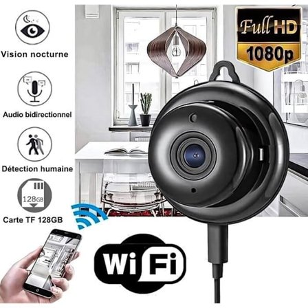 H30 HD 1080P Mini WiFi IP-kamera med bevægelsessensor, lyd- og videooptager, infrarødt nattesyn, DVR + 128 kort