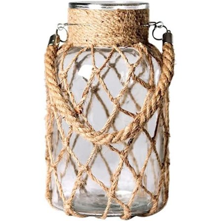 Klar glassvase med vintage tau, vintage pampasgress Tabl