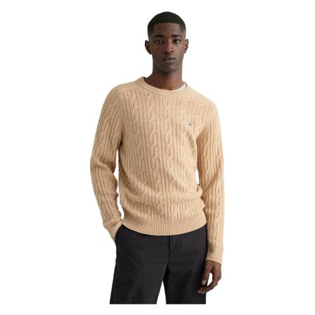 Gant - Stickade Tröjor - Beige - Herr - Storlek: L, Herr, Storlek: L