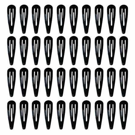 40-pack svarta 2-tums hårspännen för kvinnor, metallklämmor för håraccessoarer