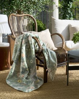 Fleecepledd med blomster 125x150 cm Grønn - Redlunds