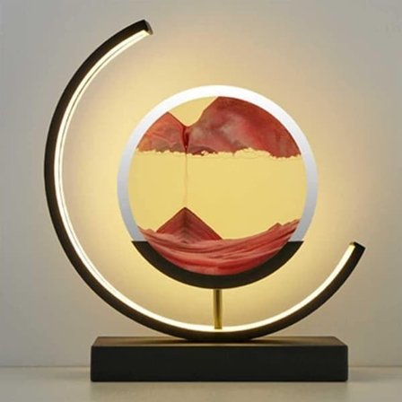 Sandkunstlampe med bevægelig sand - Med fjernbetjening - 28cm - Stemningslampe - Stue dekoration - Natlampe til soveværelse