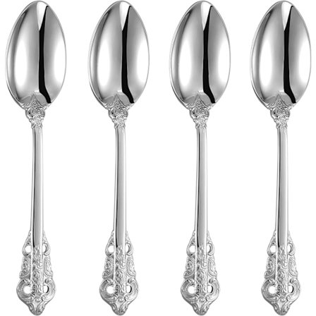 Super flot bestik ske, sæt med 4, bestik skeer i rustfrit stål 18/10, opvaskemaskine sikker, spejlpoleret