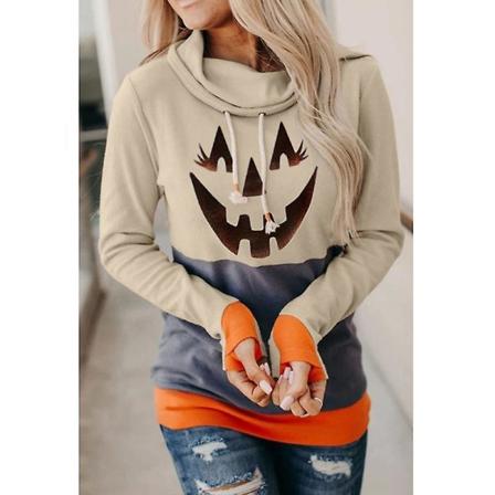 Naisten Halloween collegepaidat Kurpitsa Face Tanssi Luuranko Paita Pitkähihainen Villapaita Hauska Graafinen Neulepusero style 1 L