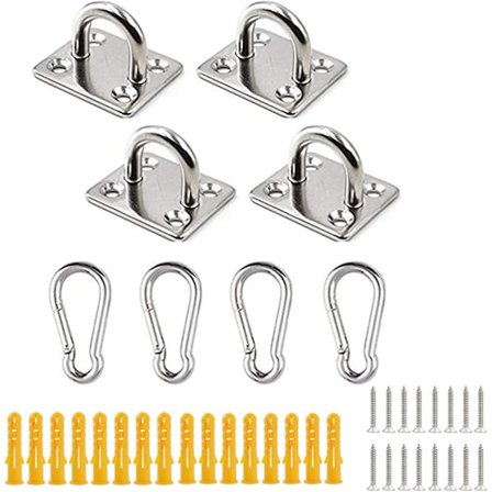 Øyeplater i rustfritt stål, kraftig solseilbeslagsett for solskjermingsfeste tilbehør, huske stol hengebeslag (m5, 2a)