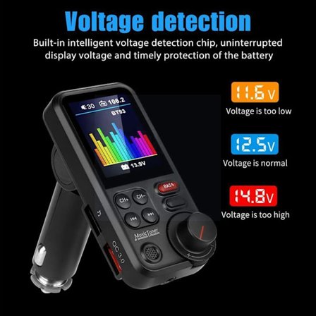 1,8" färgskärm FM-sändare med Bluetooth