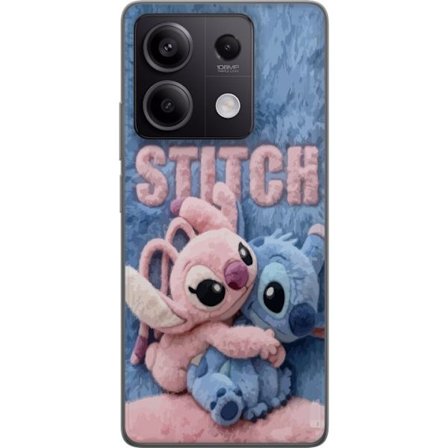 Kompatibelt Mobilskal till Xiaomi Xiaomi Redmi Note 13 Pro Söta fluffiga Stitch och Angel kramas på ett mjukt pälsigt underlag med pastellfärger s