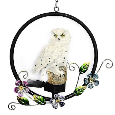 Solcelled LED Ugle Hængende Lampe Udendørs Have Dekoration
