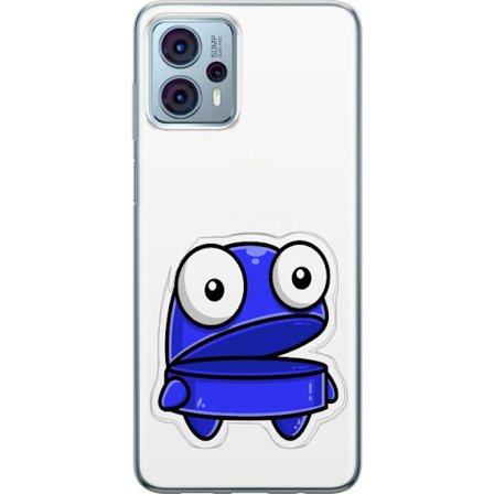Kompatibel Mobilcover til Motorola Motorola Moto G23 Blå tegneseriefigur med åbent udtryk og store øjne i sjov illustration