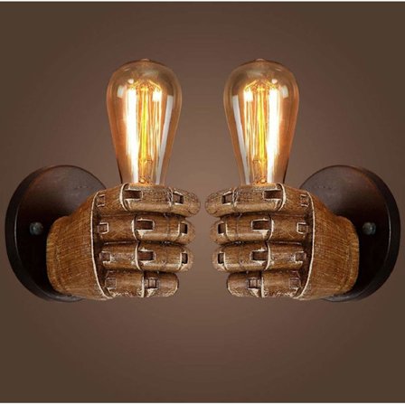 Antikk knyttneve vegglampe belysning vintage industriell vegglampe for korridor kjøkken soverom restaurant kafé (venstre hånd+høyre hånd-2)