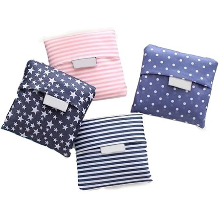 4-pak Foldbare Indkøbsposer Genanvendelige Miljøvenlige Indkøbstasker Shopper Taske Foldes Sammen i Vedhæftet Pose