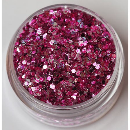 Negleglitter - Hexagon - Tofarvet cerise/sølv - 8ml - Glitter