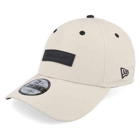 New Era - Motor Beige Adjustable Cap - McLaren F1 Rubber Patch 9FORTY Stone Adjustable @ Hatstore