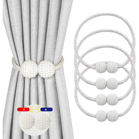 4 gardinklips, magnetiske gardinklips for stue, arbeidsrom a