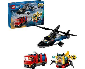 City Great Vehicles Helikopter, brandbil och ubåt 60462 - LEGO Great Vehicles Helikopter, brandbil och ubåt 60462