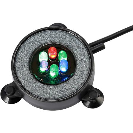 Akvarium Stenplade, Rund Fisketank Bobler med LED, Aqua,ZQKLA