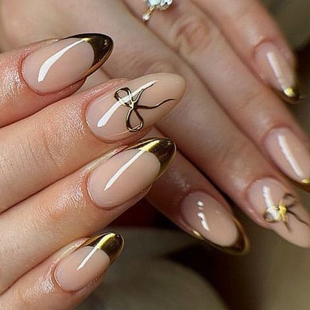 24 st Mandelformade Nagelspetsar Rosett Falska Naglar Tryck På Naglar Konstgjorda Lösnaglar