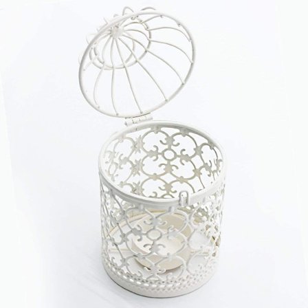 1 stycke vit järn hem ihålig ljusstake järn ljusstake