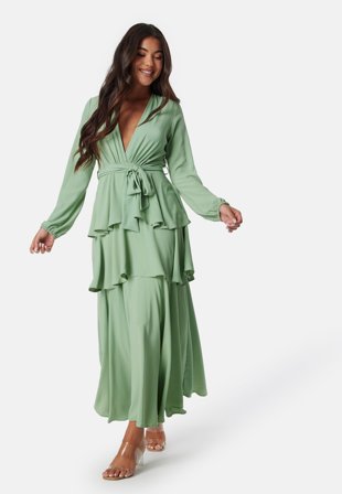 John Zack-Long Sleeve Tiered Maxi Dress-M (UK12)