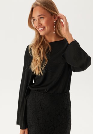 VILA Vilupia Boatneck L/S TOP Black Beauty Klær