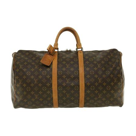 Louis Vuitton Vintage, Pre-owned Keepall 55 Monogram Bag Bruin, Dames, Maat:ONE Size,leer