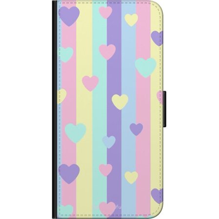 Yhteensopiva Lompakkokotelo Samsung Galaxy Note 10 Lite Pastelliraitoja pinkissä, keltaisessa, violetissa ja sinisessä, joissa on hajallaan pehmeitä k