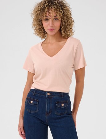 Cream Crnaia Deep V-Neck T-Shirt - Pink - S