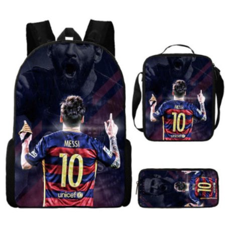 3st/ set fotbollsstjärnan Lionel Messi ryggsäck student skolväska - high quality P1 3Pcs Set