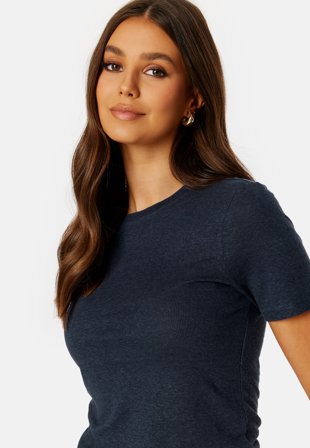 BUBBLEROOM CC Linen mix t-shirt Dark blue Klær