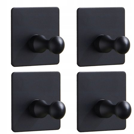 4 självhäftande krokar, handdukshängare, rostfritt stål krok, svart krok