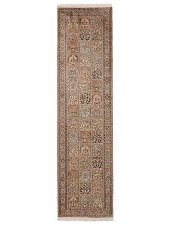 81X310 Tappeto Kashmir Puri Di Seta Orientale Passatoie Marrone (Seta, India) Carpetvista