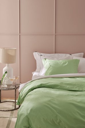 Staycation - Sengesett Fancy i bomullssateng, 2 eller 3 deler - Grønn - Sengesett - 220X220 - Fra Homeroom