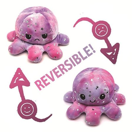 Reversible Octopus Plush Toy, Cute Octopus Stuffed Animal Doll Stars Tie Dye Red And Yellow
