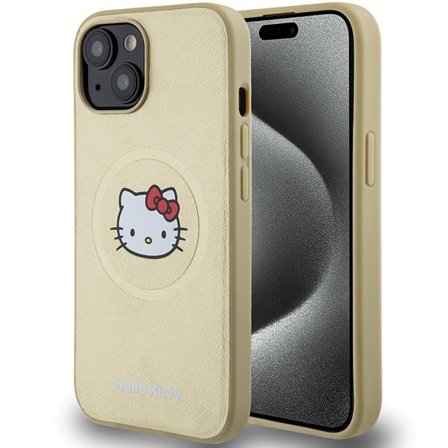 Hello Kitty Kitty Head MagSafe-etui i lær for iPhone 14 - gull