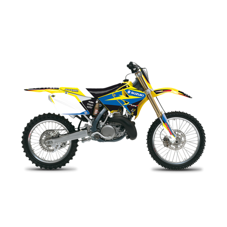 Blackbird Dream 4 Complete Decal Kit with Seat Cover Yellow-Blue-Black - Suzuki RM 125 2001-2009