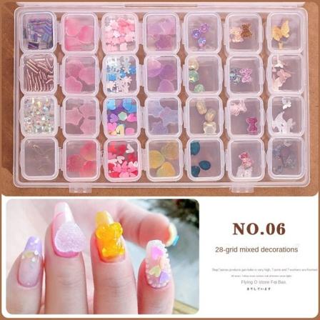 Kynsikoristeet nail art varten Sekoitettu 28 ristikkohelminiitit teräspallokuori kulta- ja hopeafoliopaperi 06